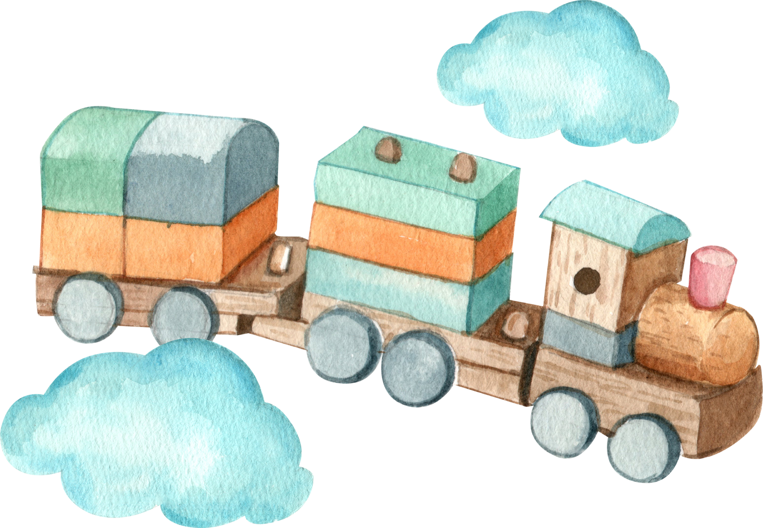 Toys for baby boy watercolor element png