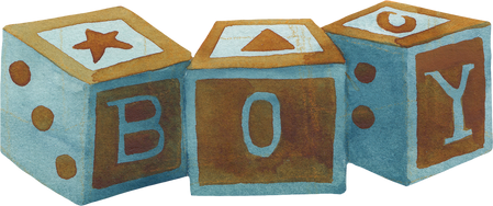 Watercolor Baby Shower Items Wooden Blocks Boy